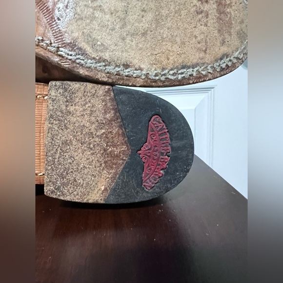 Double H Ostrich Full QuillTeal Cattle Baron Western Cowboy Boots Rodeo Sz 8 Men - Picture 7 of 13